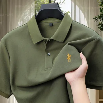 Polo da Uomo Estivo 100% Cotone Puro, Lusso e Moda, con Ricamo Pony, Comoda, Nuova Collezione a Righe, Squisita, a Maniche Corte