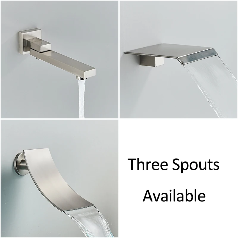 Brushed Nickel Shower Faucets Set Rain Waterfall Shower System Wall Mount Bathtub Mixer Combo Set For Bathroom bathroom shower faucet set