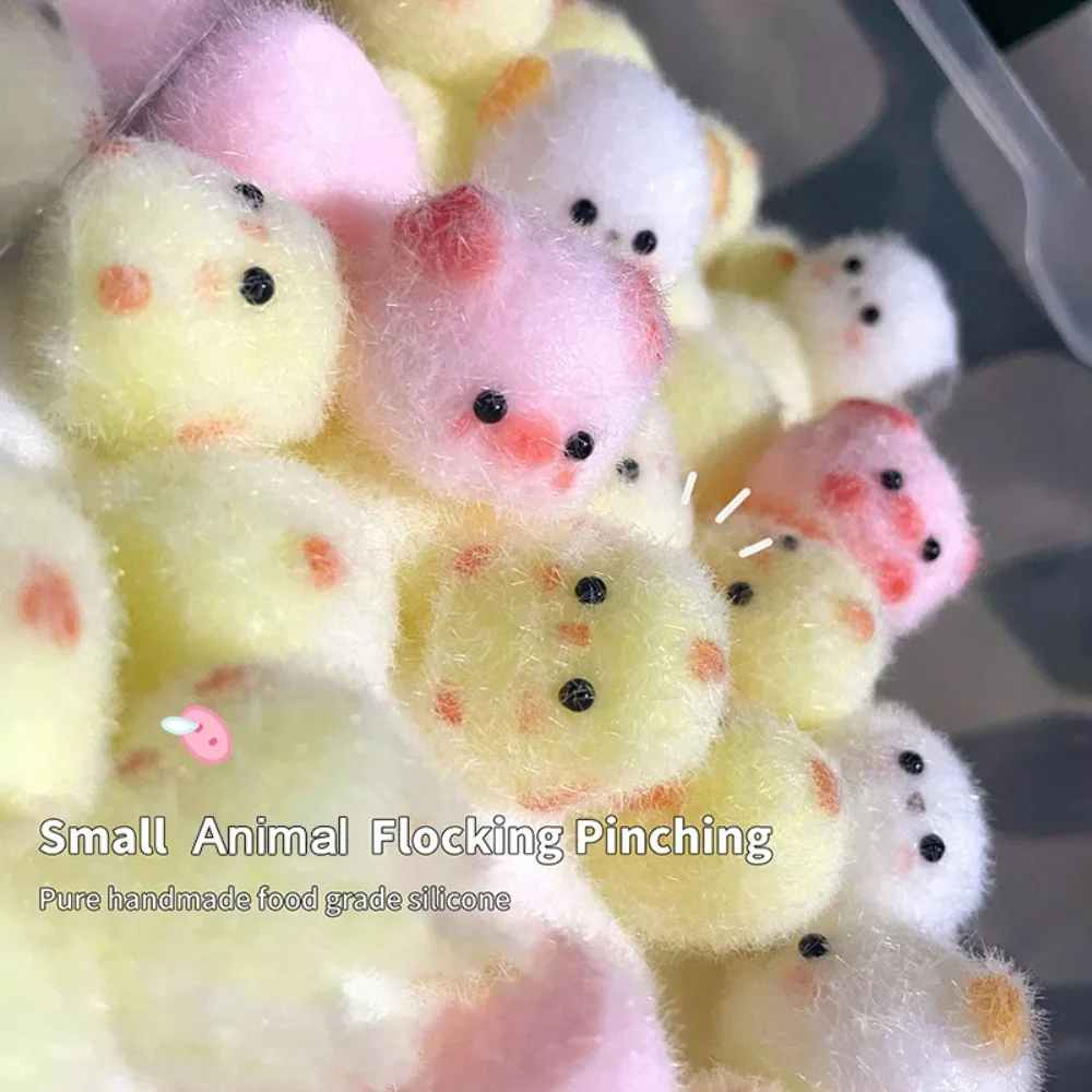 Kawaii Squeeze Toy Sticky Mini Chick Pig Dog Stress Relief Toy Cute Animal Relief Squeeze Silicone Pinch Toy Keychain Pendant 2