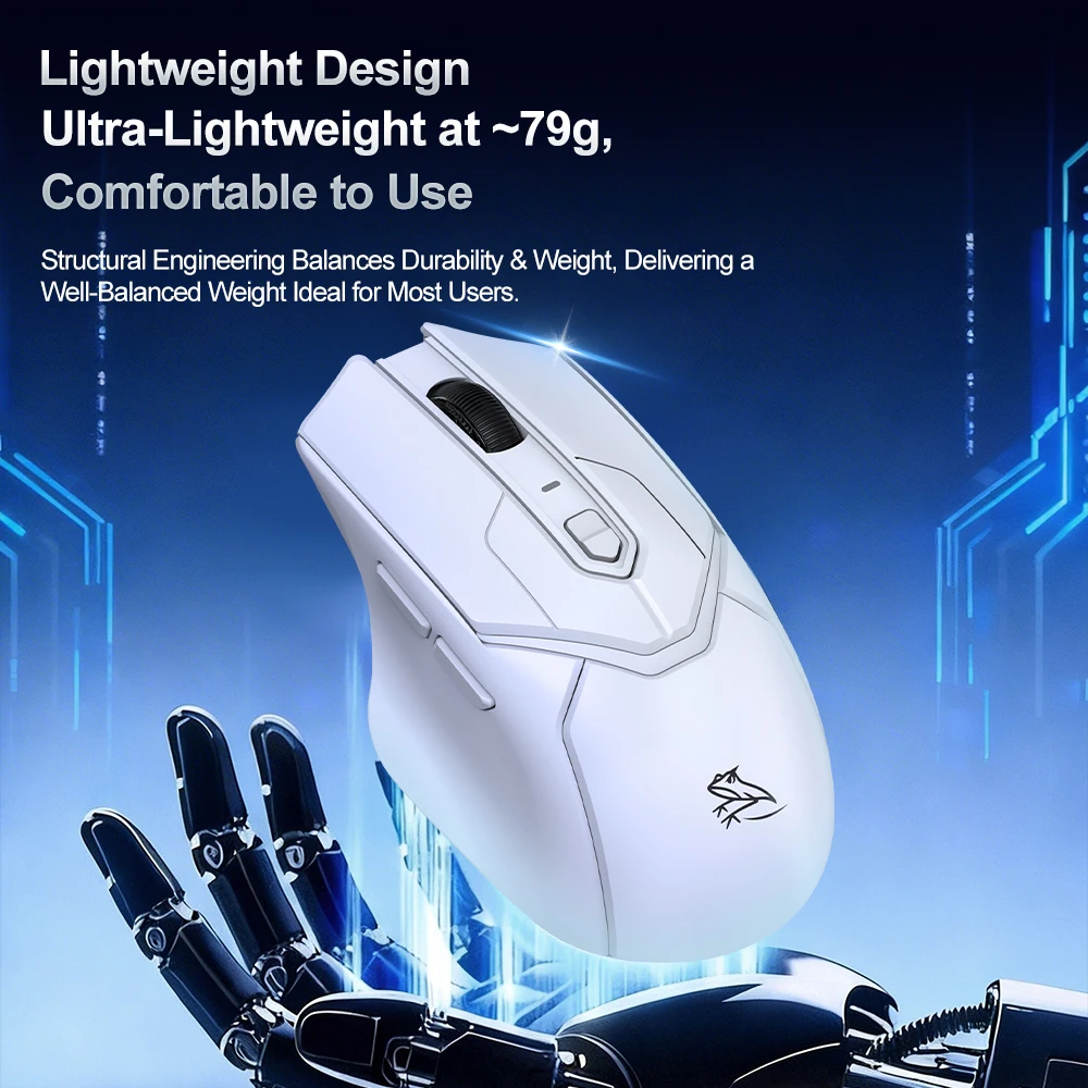 Enhanced Gaming Mouse - TangFrog T8: High-Precision 24000 DPI, Durable Huano Switches, Long-Lasting Battery, Ultra-Fast Polling Rate, Lightweight Design