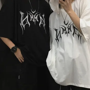 Y2K Women's T-shirt Hip-Hop Loose Punk Letter Printing Women Harajuku Oversize Short-sleeve Tops Y2K Clothing Vintage T Shirt 1
