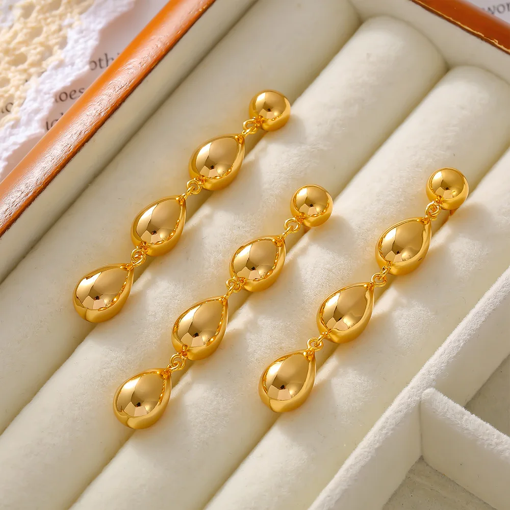 Wassertropfen-Anhänger, vergoldet, lange, schicke Halskette, Edelstahl-Pullover-Kette für Damen, modischer Charme, wasserfester Schmuck – Detail 14
