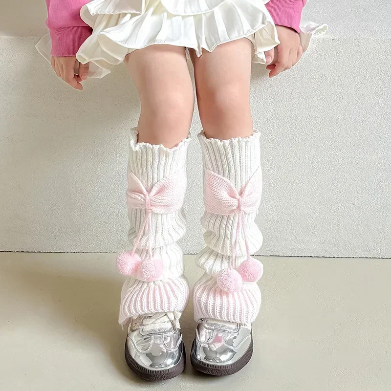 Korean Fashion Bow Loose Sock for Kids Girl Lolita Bow Leg Warmers for Children Spring Autumn Soft Cotton School Sock 1 Pair