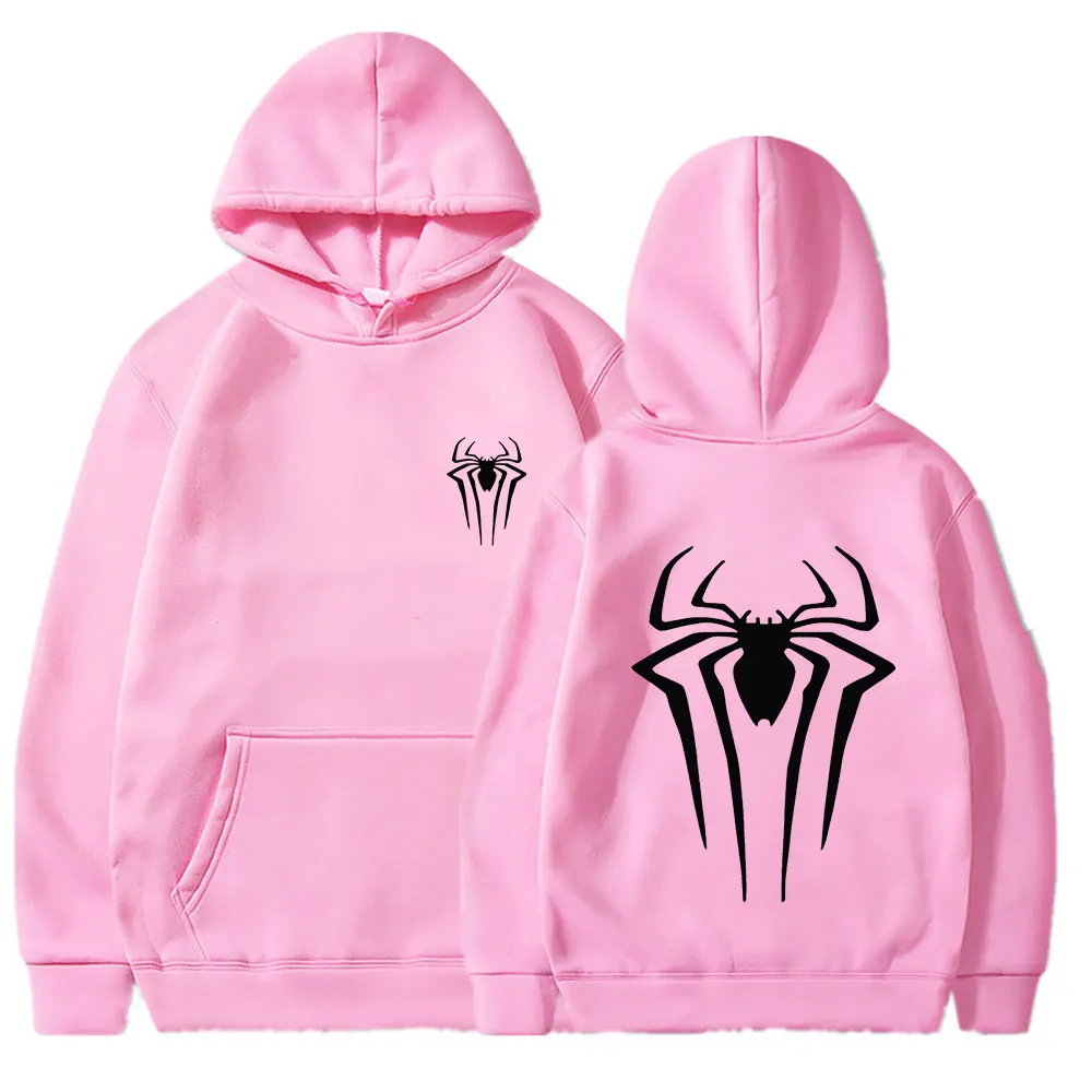 Mens Y2K Spider Print Hoodies Streetwear Loose Hip Hop Quirky Punk Hooded Sweatshirt Fashion Couple Men Women Sports Sweater