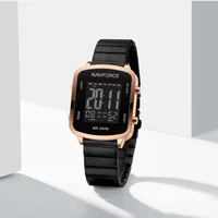 NAVIFORCE Fashion Sports Digital Women's Watch Stopwatch Timekeeping 3ATM Waterproof Luminous Stainless Steel Alarm Ladies'Cock