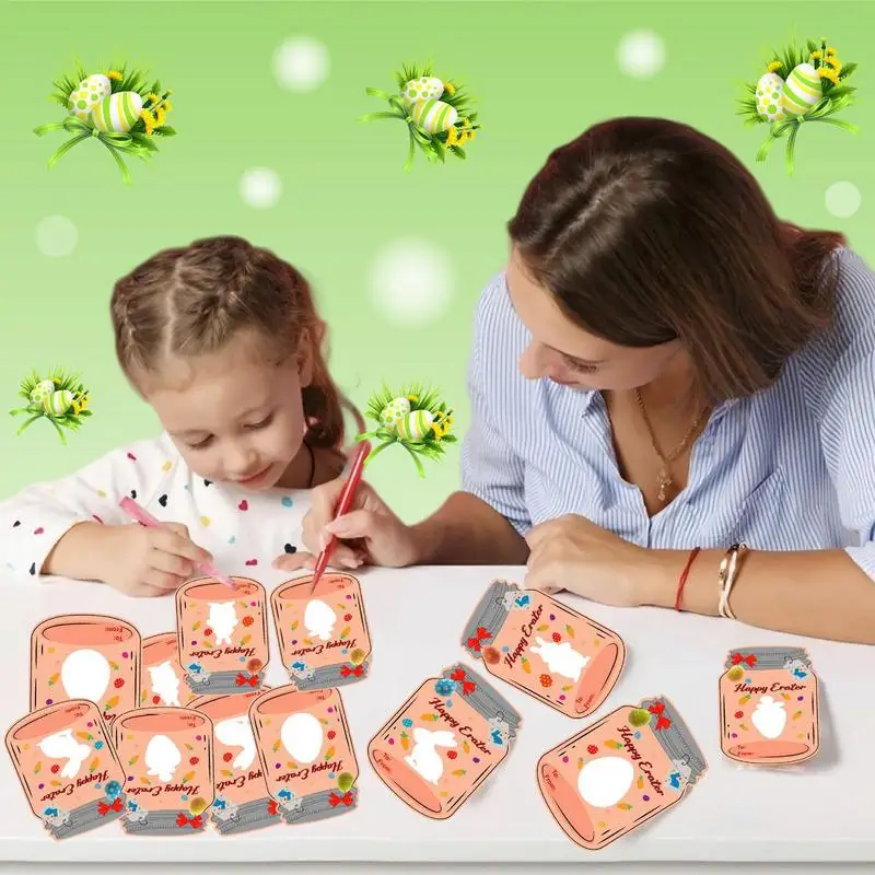 

Easter Greeting Cards Bottle Shape Holiday Cards 20pcs 3D Bunny Easter Egg Greeting Cards For Kids, Children Boy And Girl