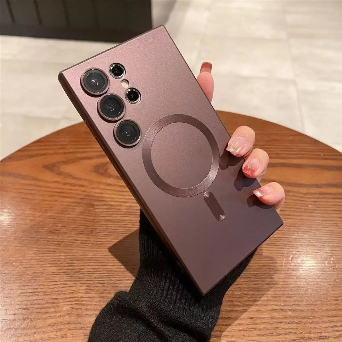Premium Black Magnetic Wireless Charging Case with Soft Back Cover