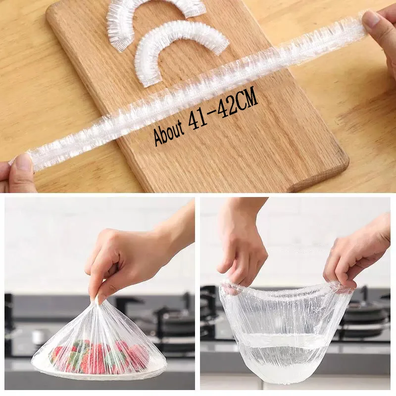 Food Cover Disposable Saran Wrap Food Grade Fruit Vegetable Storage Bag Elastic Plastic Bag Kitchen Fresh Keeping