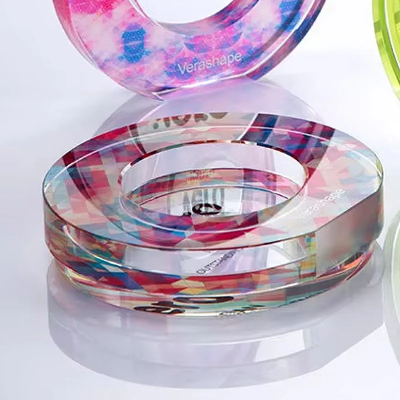 Customized Crystal Five-Pointed Star Trophy with Color Printing, Creative New, Annual Meeting Anniversary Awards Souvenir, 1Pc