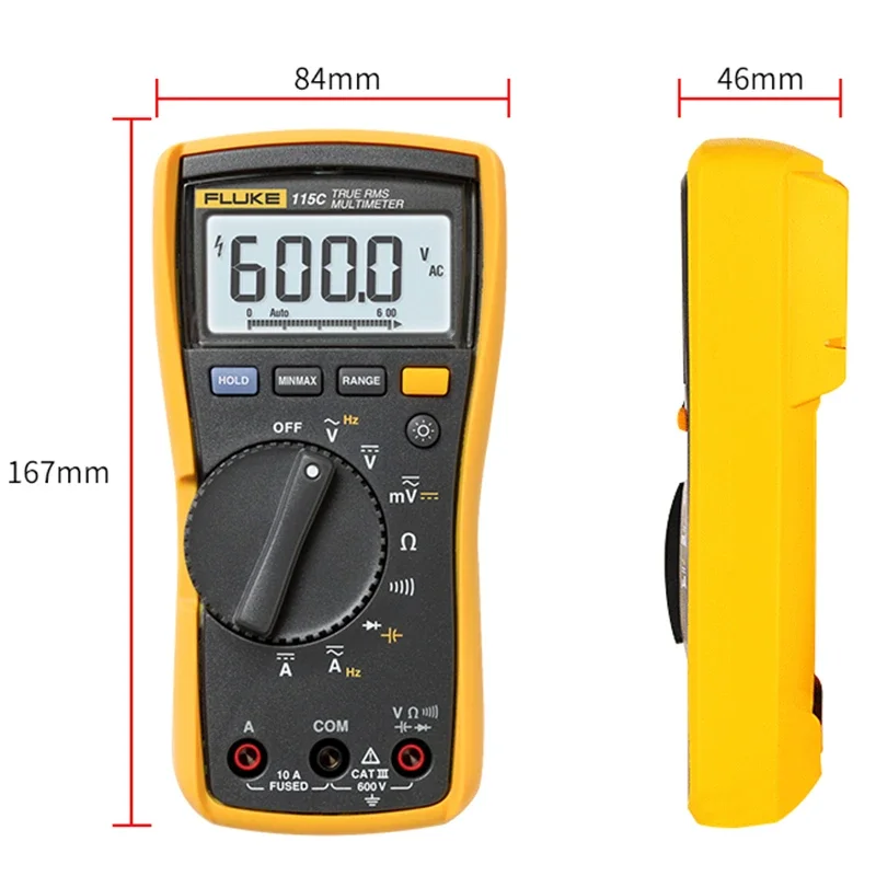 Fluke 115 Compact True-RMS Digital Multimeter /F115C High Precision Digital  Multimeter Measure Voltage, Resistance, Capacitance