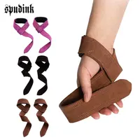 Leather Weight Lifting Wrist Straps Pull-ups Bands Fitness Bodybuilding Training Gym Lifting Straps with Non Slip Cowhide Grip 1