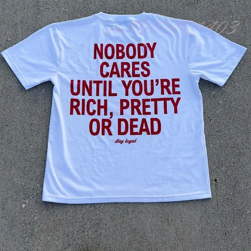 남성용 빈티지 프린트 반팔 오버사이즈 티셔츠, Y2k 하라주쿠 패션 커플, 캐쥬얼 루즈 트렌드 상의, 예쁜 혹은 죽은 거리