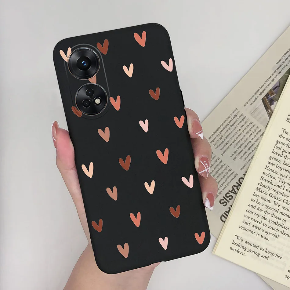 Fashionable Heart & Flower Cat Design Silicone Shockproof Phone Case - Frosted Back Cover