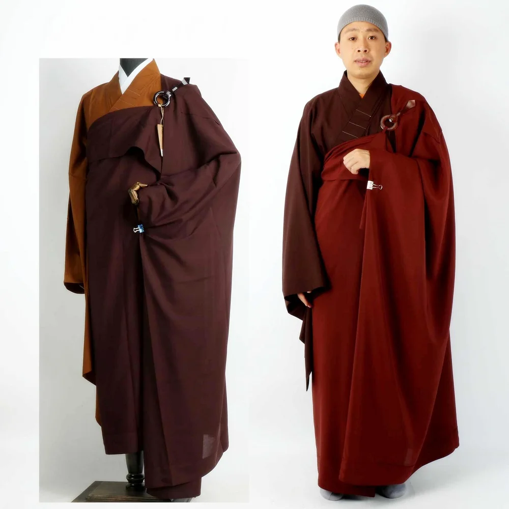 Asian Temples Monk's Robe + Outerwear Suit Buddhist Lay Man's Inner Wear + Kasaya Outer Vestment Nun Matching Gown Cassock