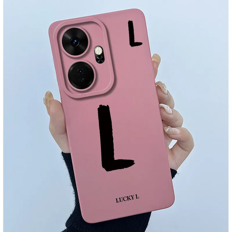 Shockproof Liquid Silicone Soft TPU Case with Lucky Initial Design