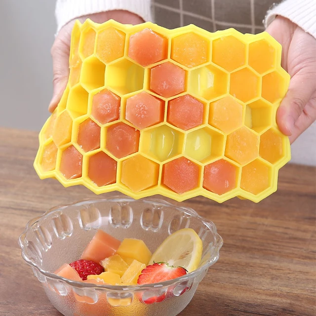 37 Cavity Honeycomb Ice Cube Trays Reusable Silicone Ice Cube Mold BPA Free  Ice Maker with Removable Lids - AliExpress