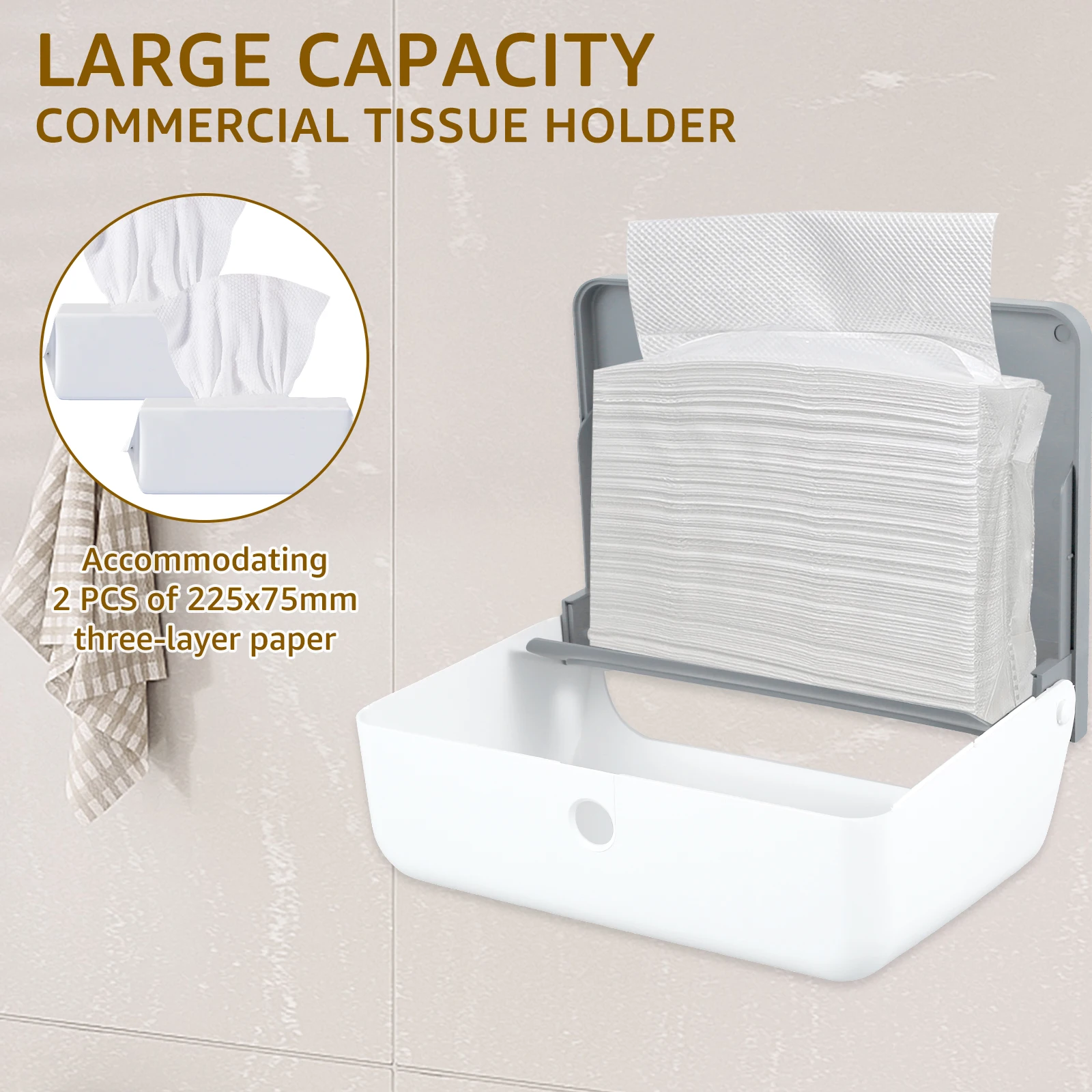 Wall Mount Toilet Paper Dispenser Punch Free Toilet Tissue Drawer Box Paper Towel Holder for Bathroom Restroom Kitchen Supplies 3