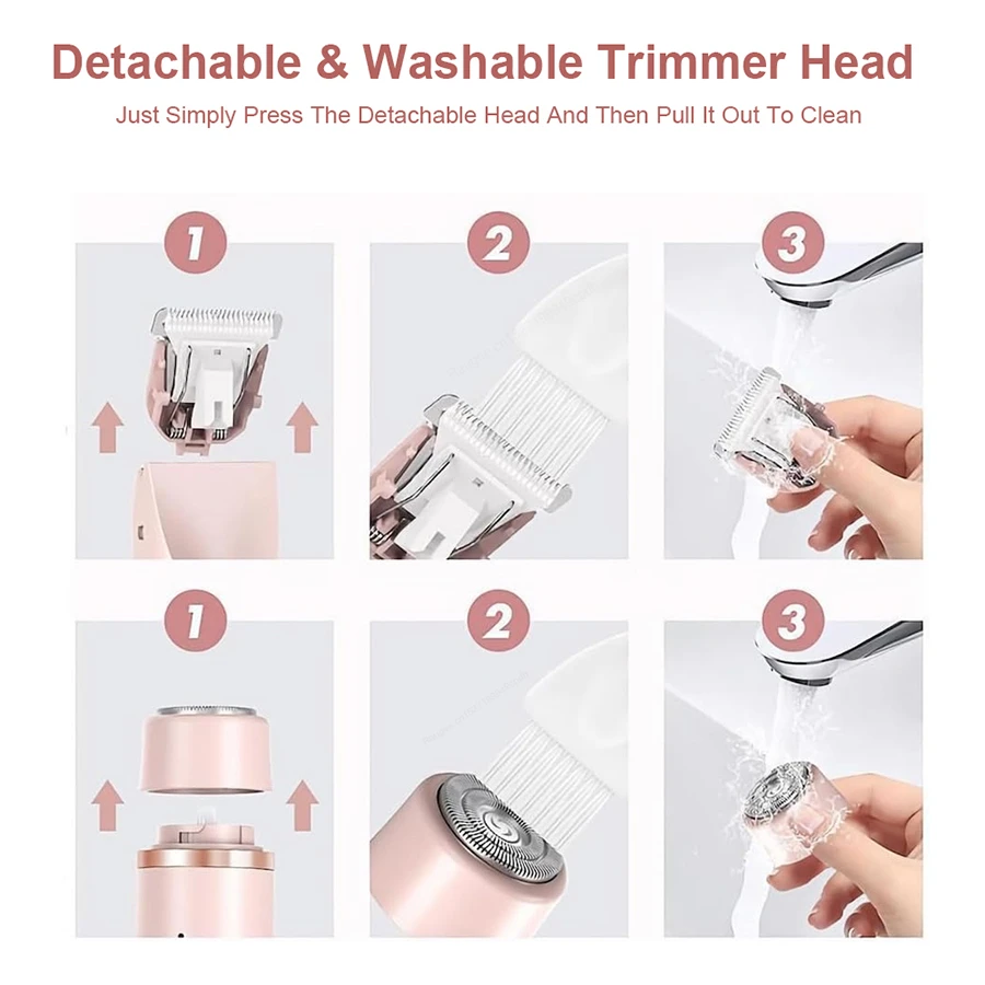 Electric Shaver 1PC Dual Head Hair Trimmer Women Rechargeable Wet Dry Painless Shaer Machine Hair Remoer For Body Private Areas