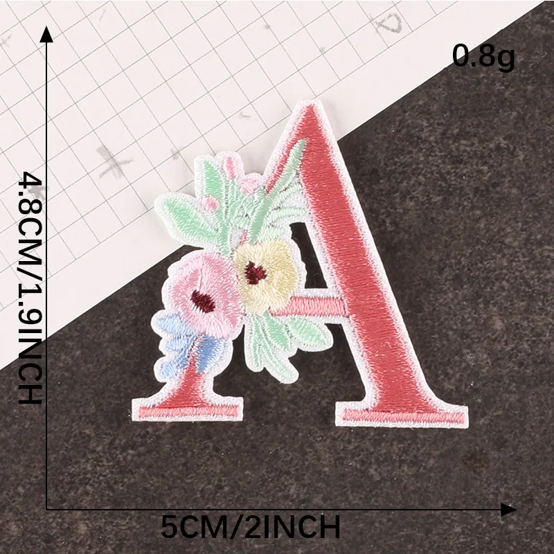 2inch A-Z Pink Embroidered Letter, White Felt, Iron on Patches, Iron on  Letters 