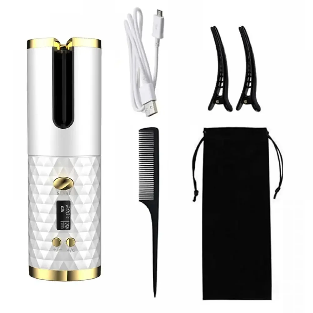 Wireless Curling Iron Cordless Curling Wand Adjustable Temperature Fast Heating Long-Lasting Battery Portable Travel Hair Styler