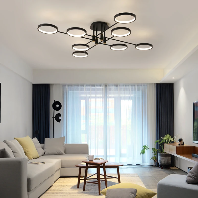 

Chandelier with Remote Control for Living Room Study Bedroom Kitchen Home Black Branch Ceiling Lamp Lighting Fixtures