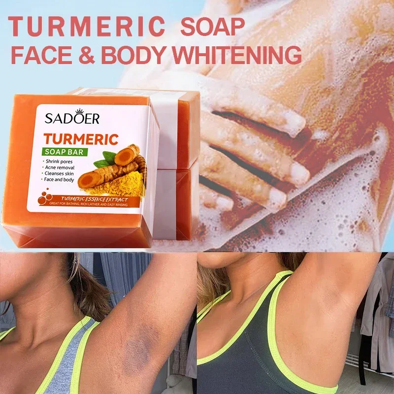 

Turmeric Skin Whitening Soap Remove Dead Skin Lightening Brightening Face Glowing Skin Hand Soap Lighten Dark Underarm Leg