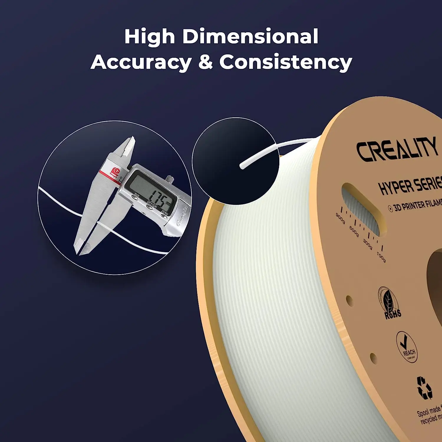 Creality 하이퍼 PLA 필라멘트, 고속 3D 프린터 필라멘트, 30-600 mm/s, 1kg(2.2lbs)/스풀 PLA 필라멘트, 1.75mm