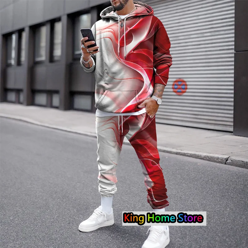 Autumn Fashion Hoodie Suit 3D Print Men's Hoodie 2 Piece Set Streetwear Pullover Sweatshirt Male Casual Tracksuit Hoodie Set