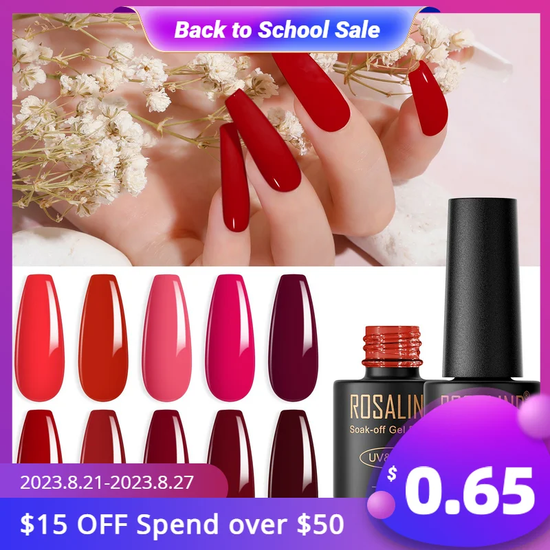 Rosalind Pure Nude Red Series Full Nails Art Nail Art Supplies Vernis Semi Permanent Gel Soak Off LED UV Gel Nail Varnishes rosalind 15ml 30ml poly nail gel pure color acrylic extension builder vernis semi permanent crystal quick nail gel art design