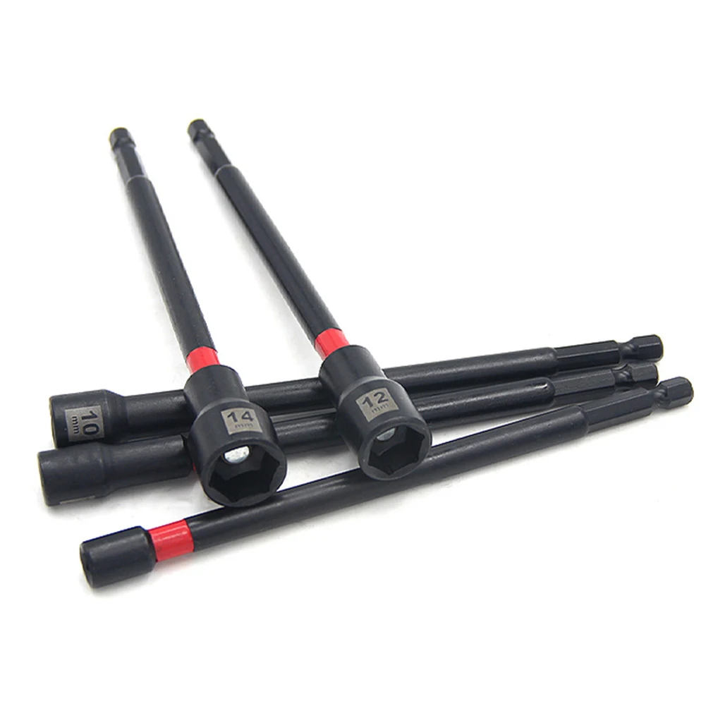 5PCS 6 Zoll Magnetische Mutter Fahrer Set Lange Mutter Fahrer Für Schlagbohrmaschine Hex Buchse Adapter 6/8/10/12/14mm Legierung Stahl Schraubendreher – Detail 7