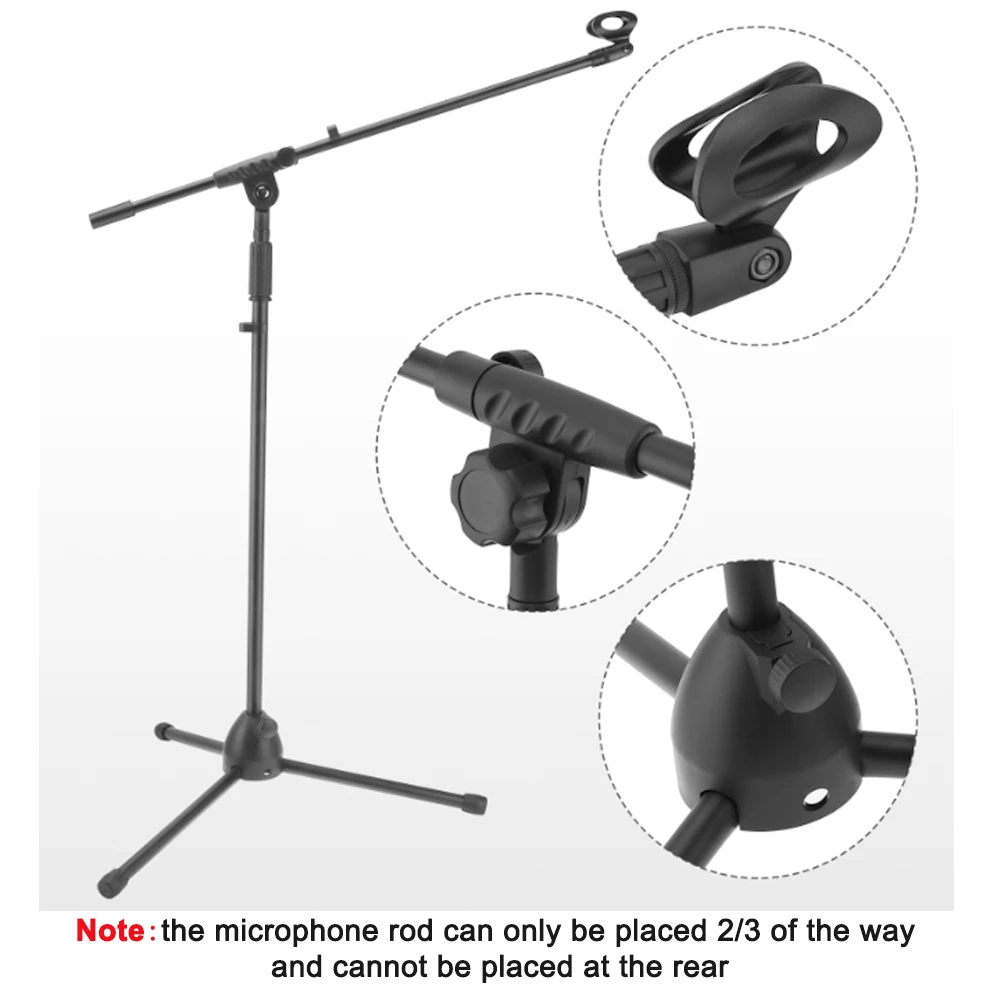 Floor Microphone Tripod Swing Arm Retractable Metal Microphone Stand Stage Performance Live Bracket Desktop Mic Tripo