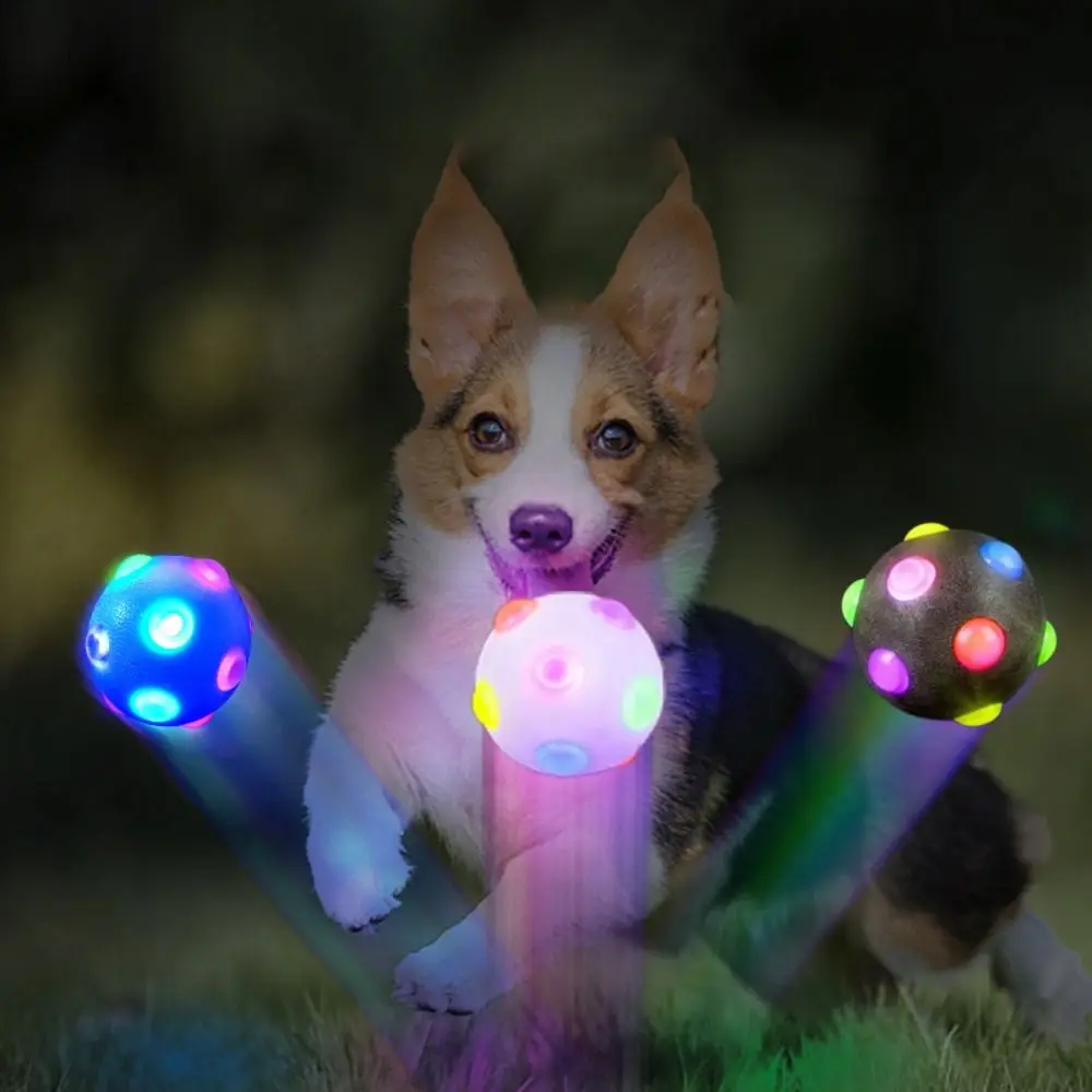 

Bite Resistant Dog Toy Glowing Ball Dog Bouncy Ball Random Color Dog Chew Toys Plastic Flashing Elastic Ball Toy Playing