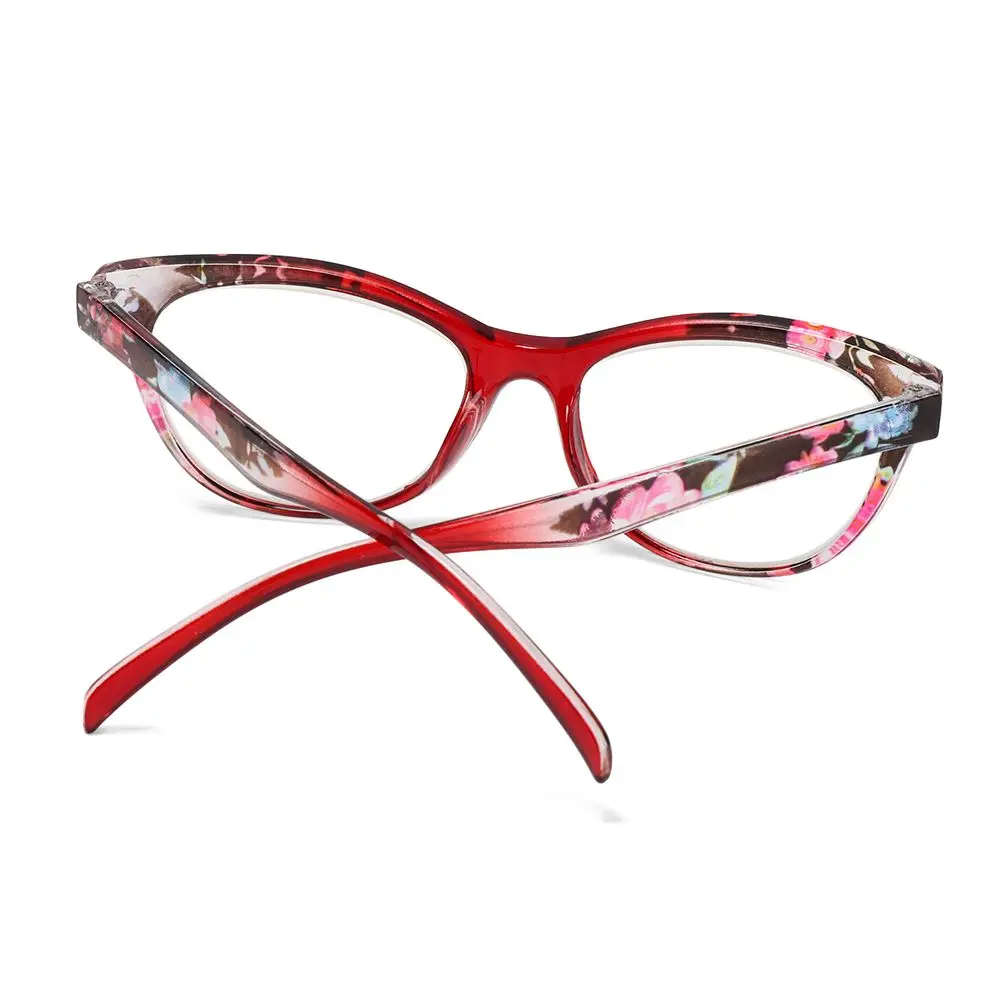 Katzenauge Lesebrille Frauen Männer ultraleichte Harz Blumen druck Presbyopie Brillen leichte Blumen Hyperopie Brillen – Detail 2