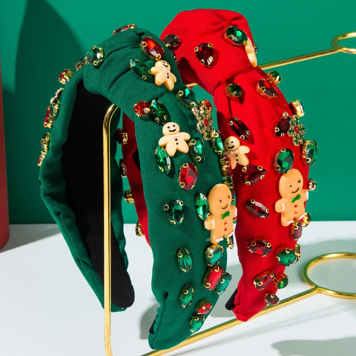2024 Neues Weihnachts-Schneeflocken-Lebkuchenmann-Zubehör, diamantgeknotetes Stirnband, trendiger Urlaubs-Haarschmuck