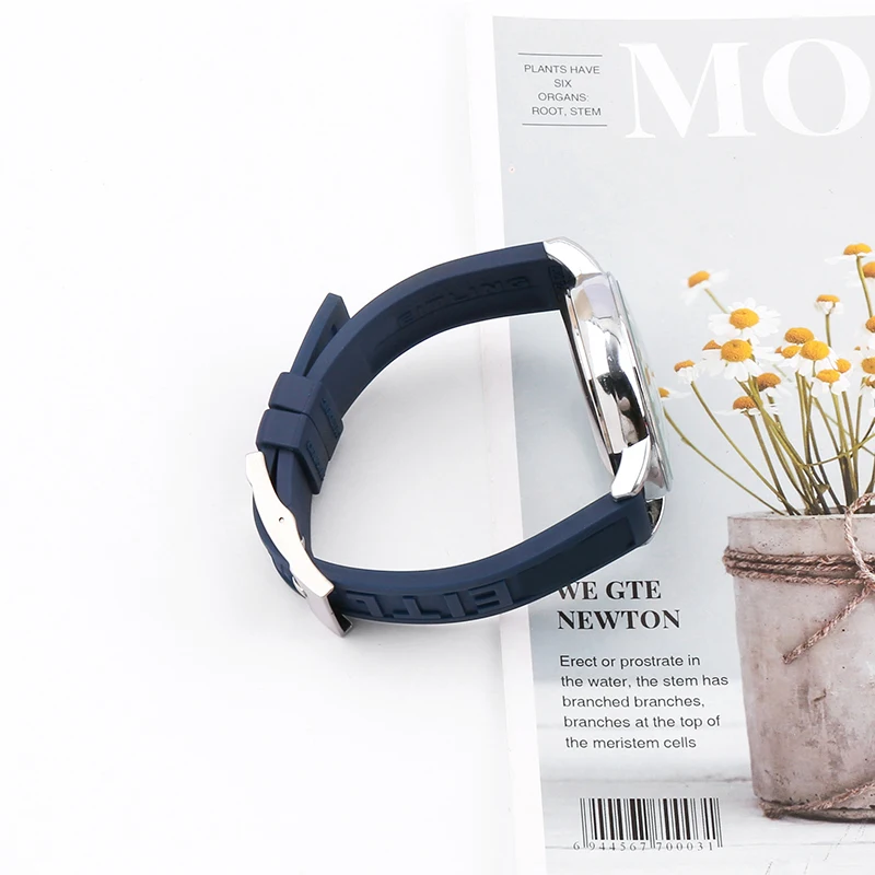 Watch accessories silicone rubber watch band 22mm24mm For navitimer/avenger/Breitlin outdoor sports waterproof watch strap