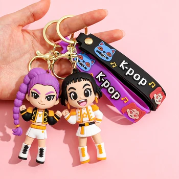 New KPOP Demon Hunters Keychain, Tiger Character PVC Figure Keychain, Cute Harajuku Style Key Ring for Kids & Fans Halloween