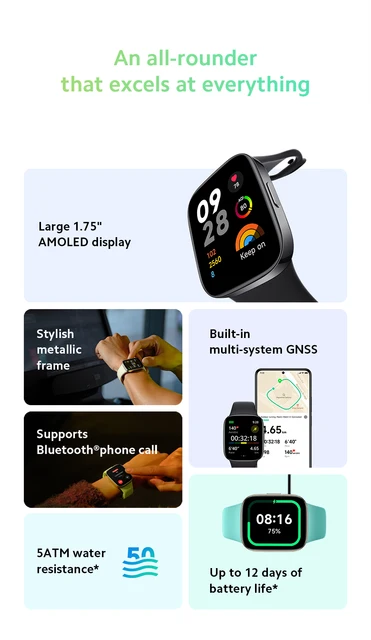 Mobile2Go. Redmi Watch 3 [Large 1.75' AMOLED Display, 5ATM Water  Resistance