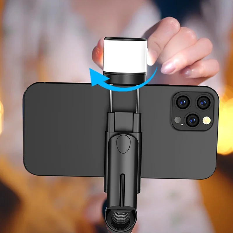 Portable Aluminum Selfie Stick Tripod, 360 ° Rotatable Fill Light, Reinforced Stable Tripod & Extendable