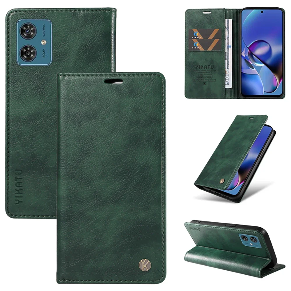 GOKEN Cover Libro Per Motorola Moto G56 - Pelle Sintetica Blu Con Portafoglio, RFID, Supporto E Cinturino
