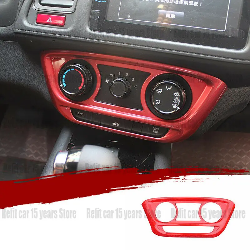 

FOR Honda Vezel HRV HR-V 2016-2022 ABS red car console AC switch control frame trim 1pcs