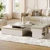Extendable Tabletop Coffee Table , Modern from 51-Inch to 71-Inch Center Table for Living Room, Faux Marble Veneer 2