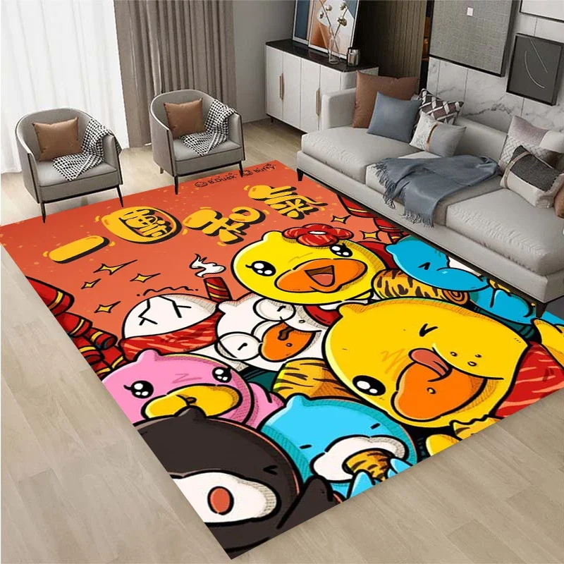 

3D cartoon duck pattern printed carpet, kitchen, living room, bedroom, balcony, anti slip absorption carpet, home decoration