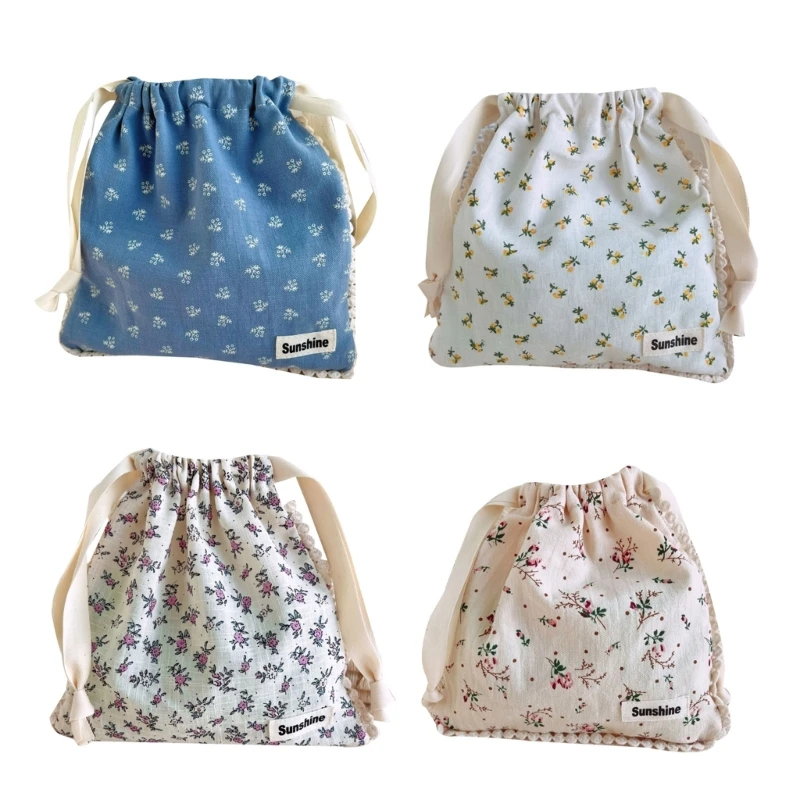 

Floral Print Nappy Bag Reusable Diaper Bag Drawstring Nappy Bag for Infant Washable Baby Diaper Storage Bags