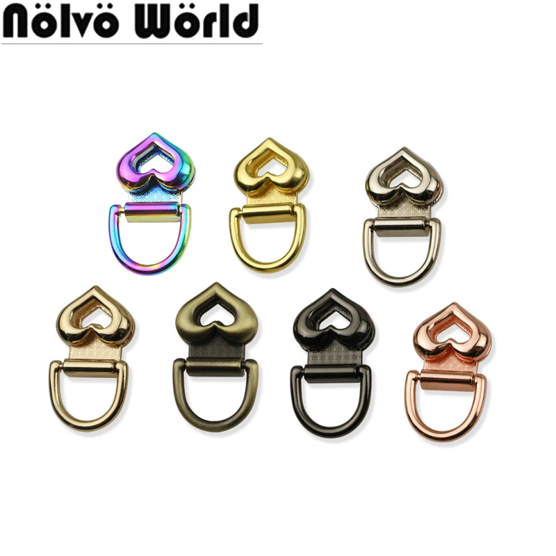 13-15-19MM Heart Shape Metal Connector Hooks For Bags Handbag Belt End Clasps Hanger Buckles With D Rings Decorative Accessories