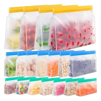 Sac alimentaire en Silicone réutilisable, congélateur, sac de stockage des aliments debout, sac PEVA, conteneurs étanches, sac frais de cuisine, sac enveloppant à fermeture éclair 1
