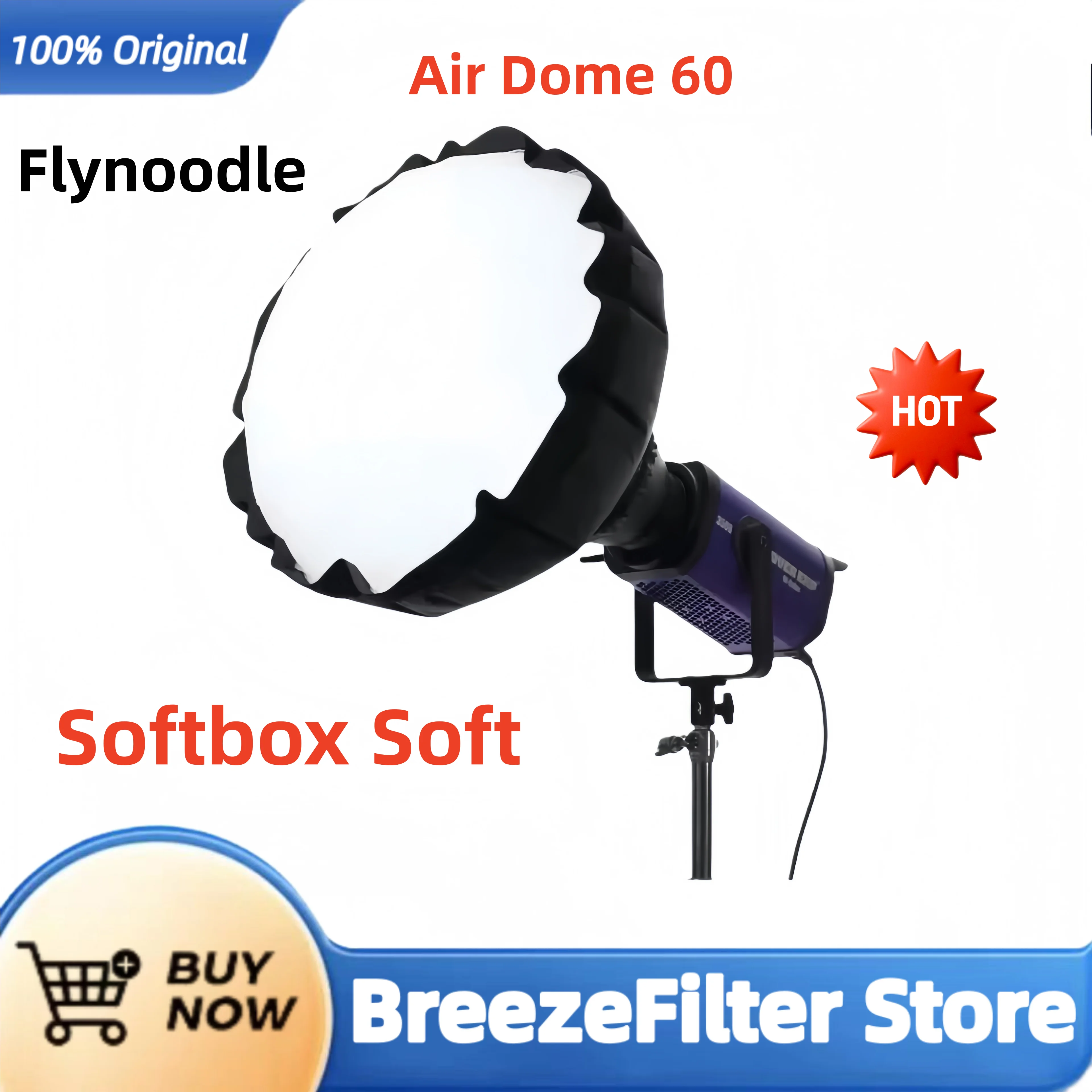 플라이누들 에어돔 60 인플레이터블 소프트박스 소프트 라이트 박스 18-20cm 표준 커버 보웬스 마운트 COB 비디오 라이트 플래시용, 56x34cm