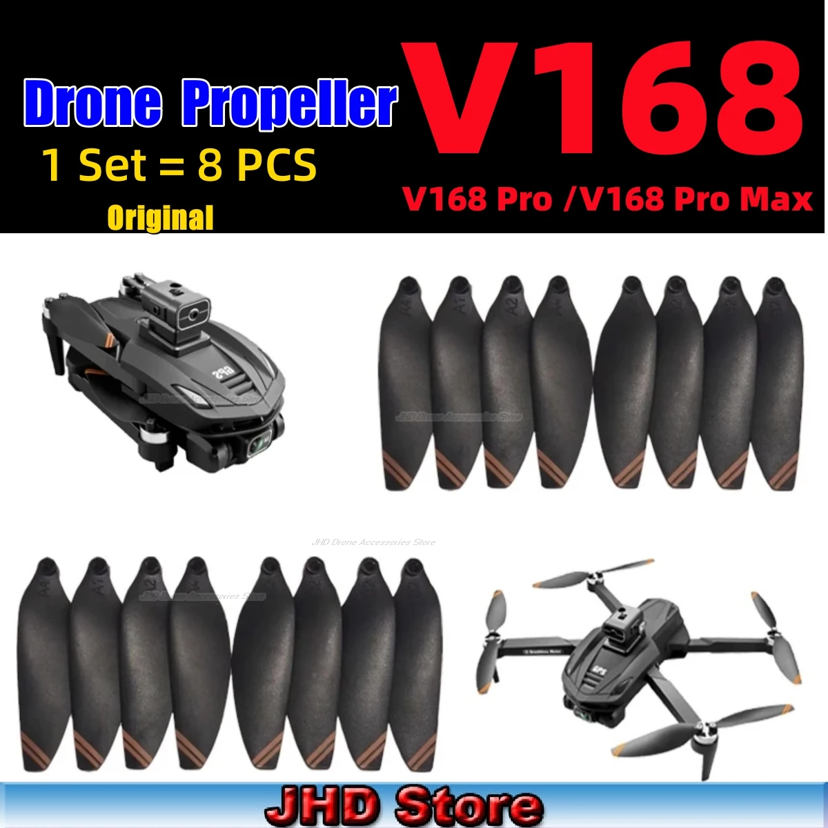 JHD V168 PRO Drone Propeller For Original V168 Pro Drone Spare Paddle Pro MAX Replacement Blade Propeller Replacement Parts Drone Propeller Blades Drone Propeller Drone Propellers