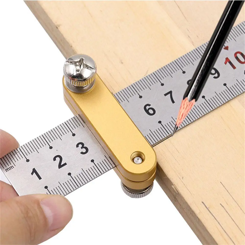 

2pcs Steel Ruler Positioning Block Angle Scriber Multifunctional Line Marking Gauge Carpentry Measuring Tools