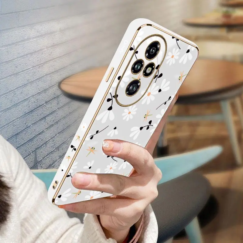 Elegant White Flower Plating Soft Back Phone Case