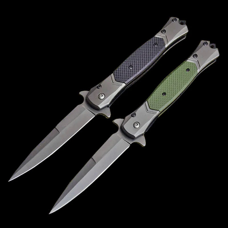 

DuoClang Stiletto Folding Blade Knife Full Titanium Blade G10 Handle Pocket EDC Knives Survival Equipment
